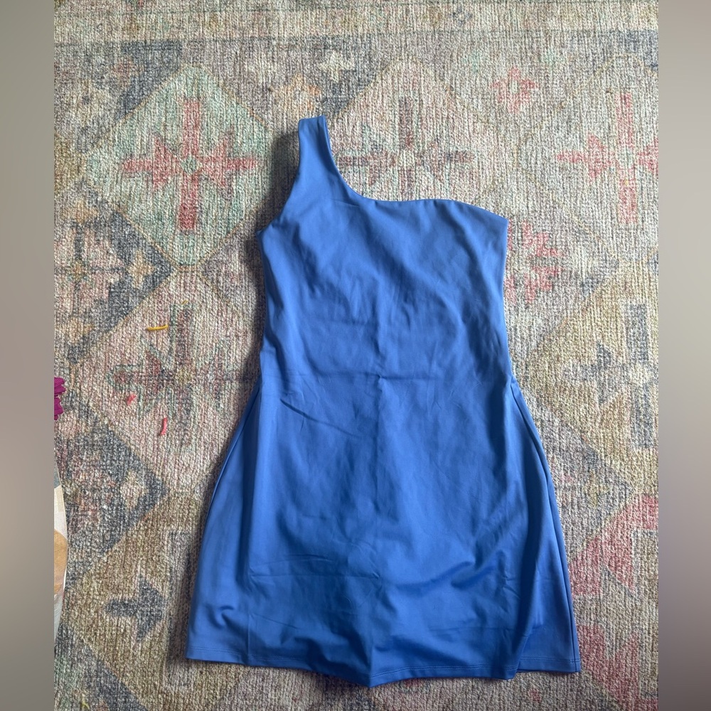 Girlfriend Collective Bianca athletic mini dress skirt Vibrant Blue